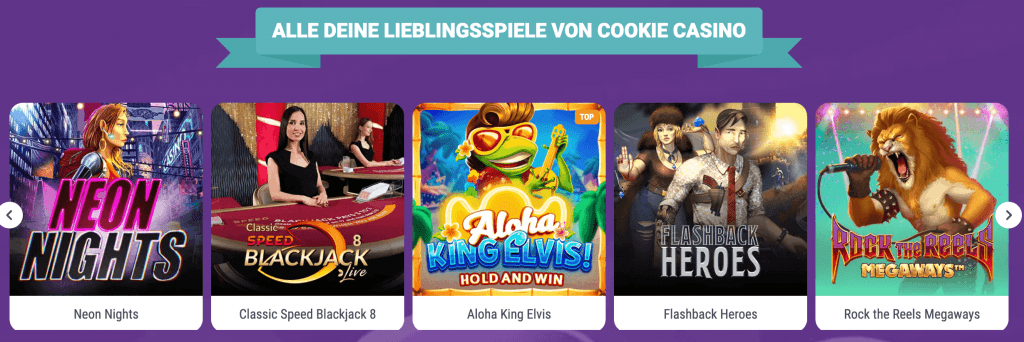 Cookie Casino Spielauswahl